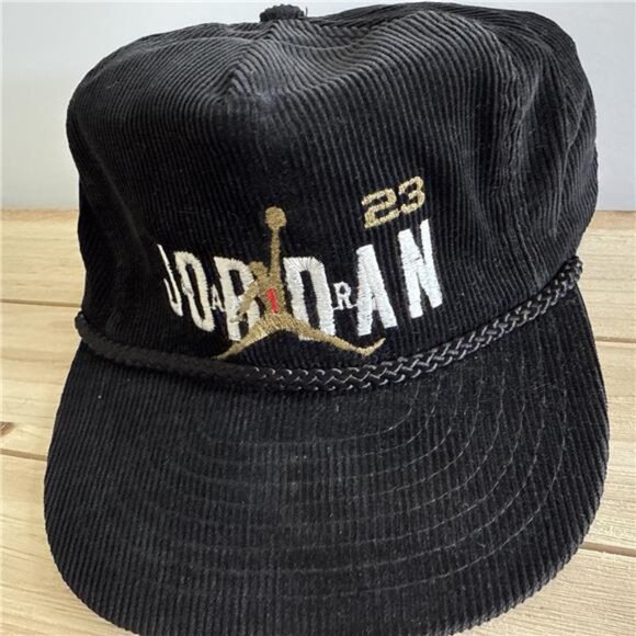 Vintage 90s Corduroy Snapback Hat Black 23 Chicago Number 23 Unbranded Rare main image 4